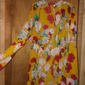 Long sleeve yellow floral duster